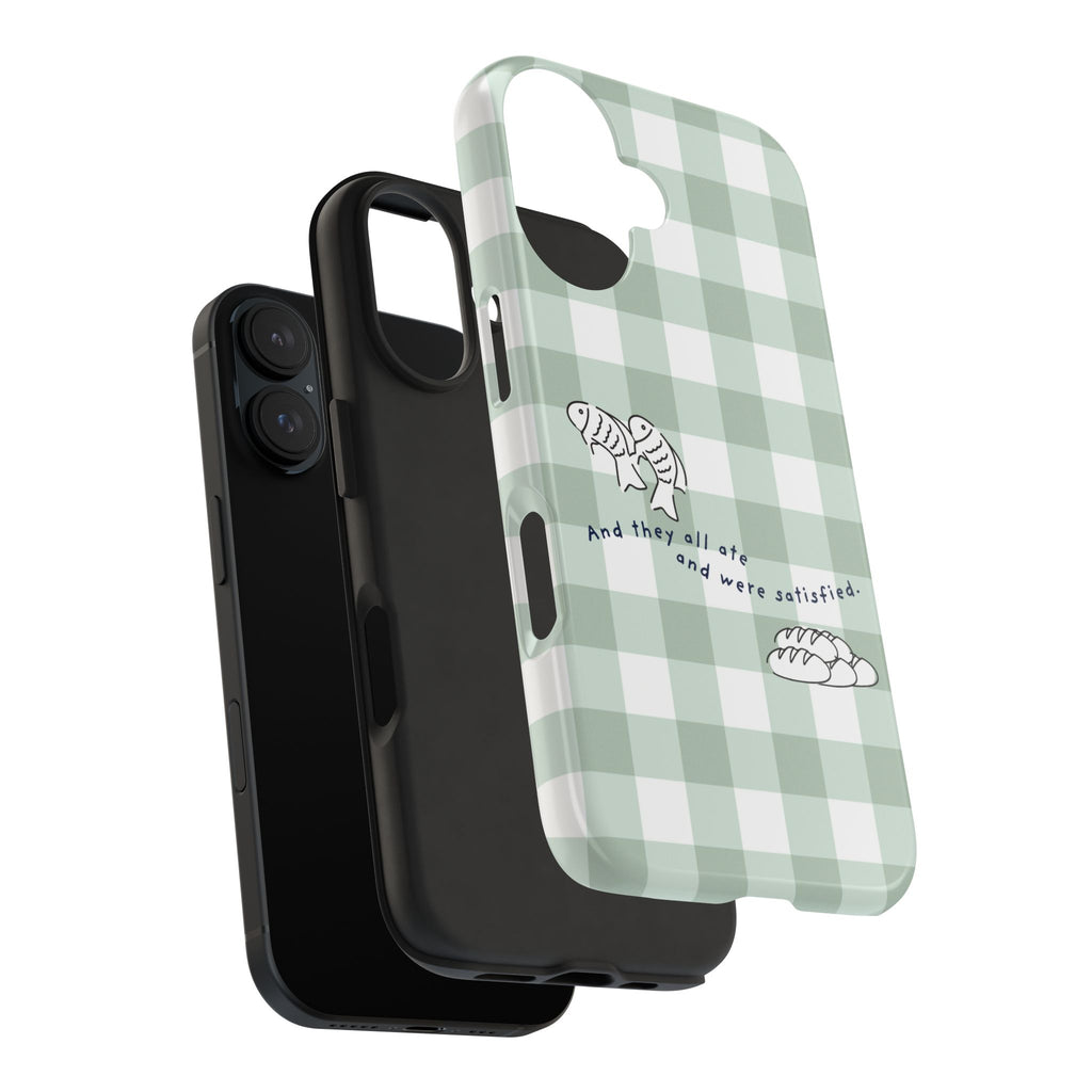 FISH AND LOAVES Gingham Phone Case (Green)