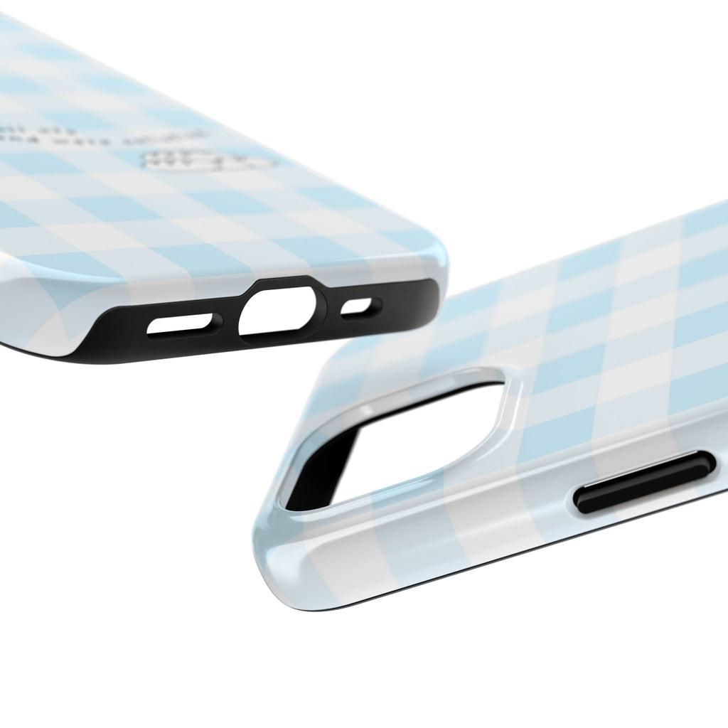 FISH AND LOAVES Gingham Phone Case (Blue)