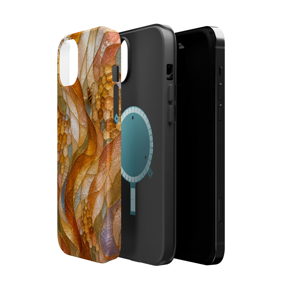 Abstract Amber Mosaic Phone Case — Magnetic Impact-Resistant iPhone Cover