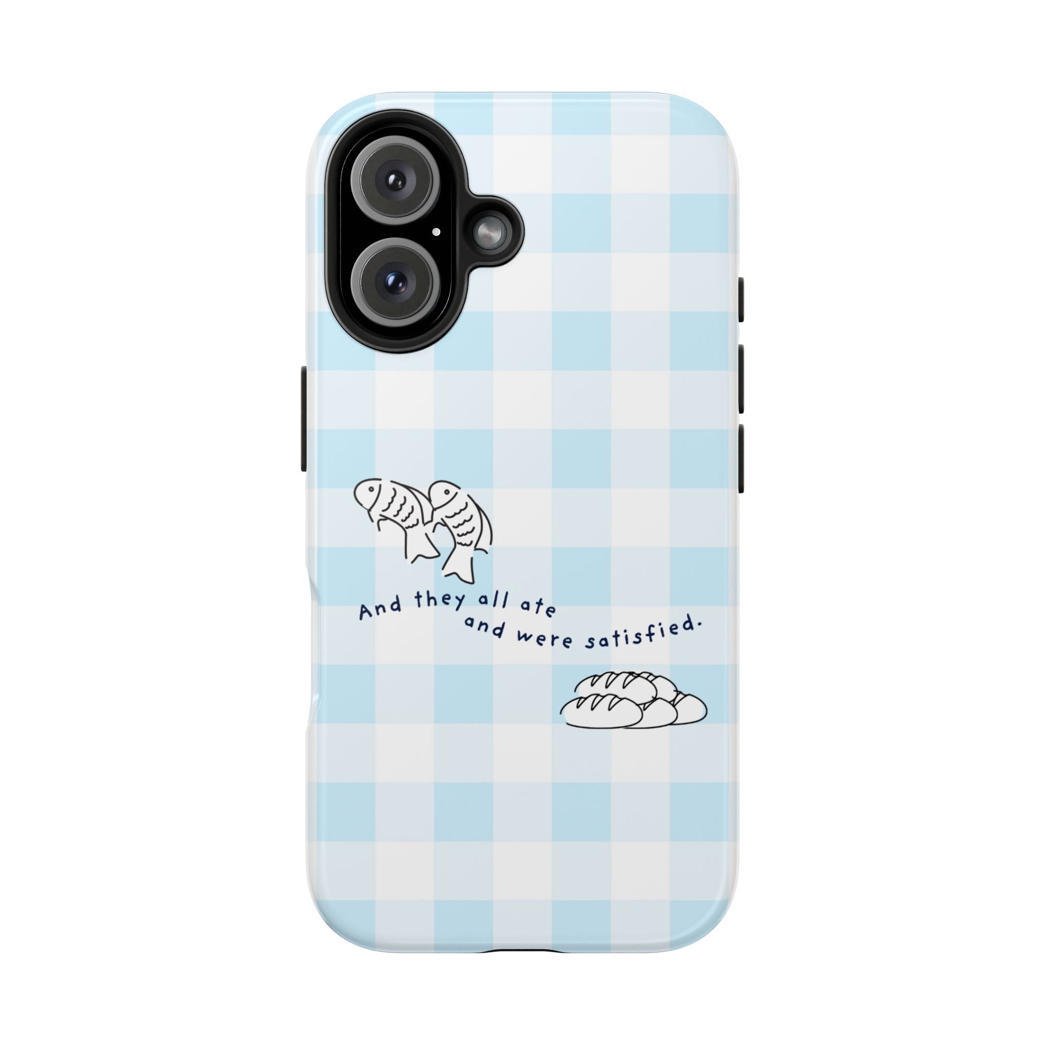 FISH AND LOAVES Gingham Phone Case (Blue)