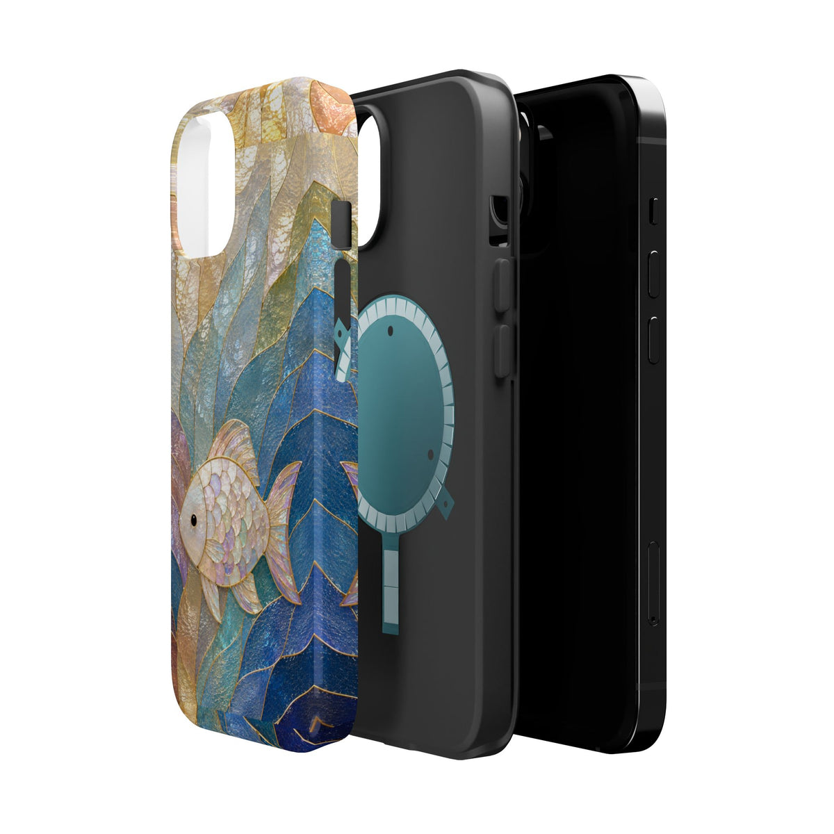 Fish Mosaic Magnetic Phone Case — Impact-Resistant Ocean Art