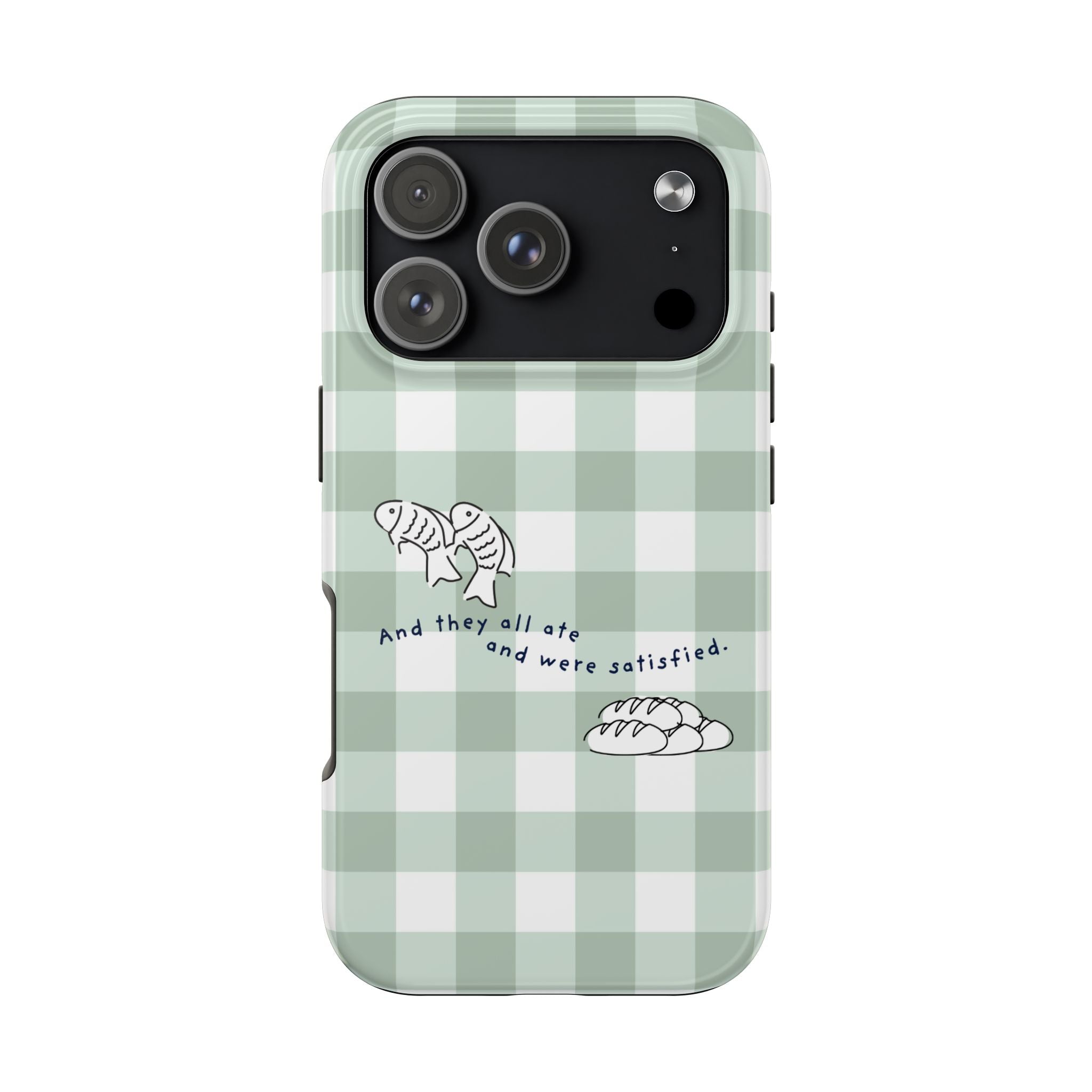 FISH AND LOAVES Gingham Phone Case (Green)