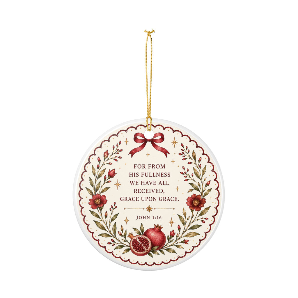 Grace Upon Grace Pomegranate Ornament — Christian Christmas Ornament, John 1:16