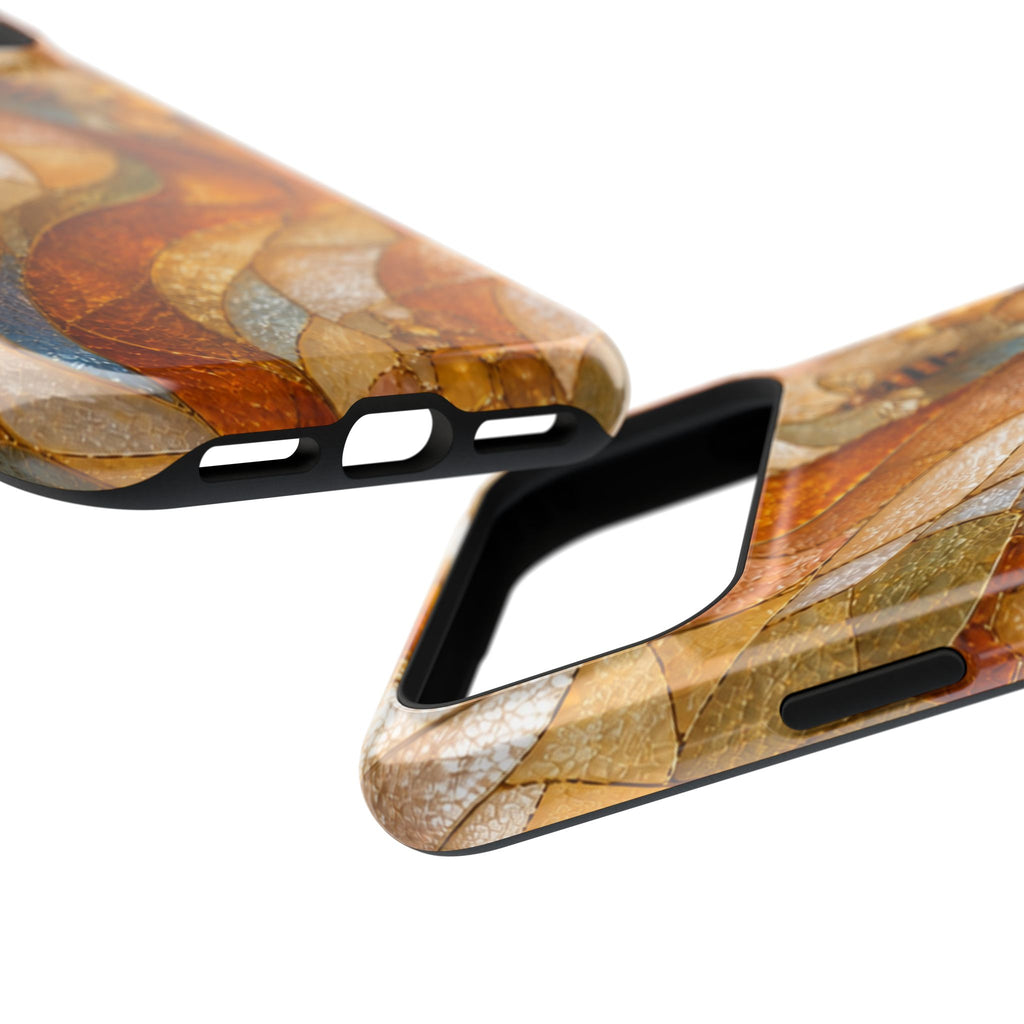 Abstract Amber Mosaic Phone Case — Magnetic Impact-Resistant iPhone Cover