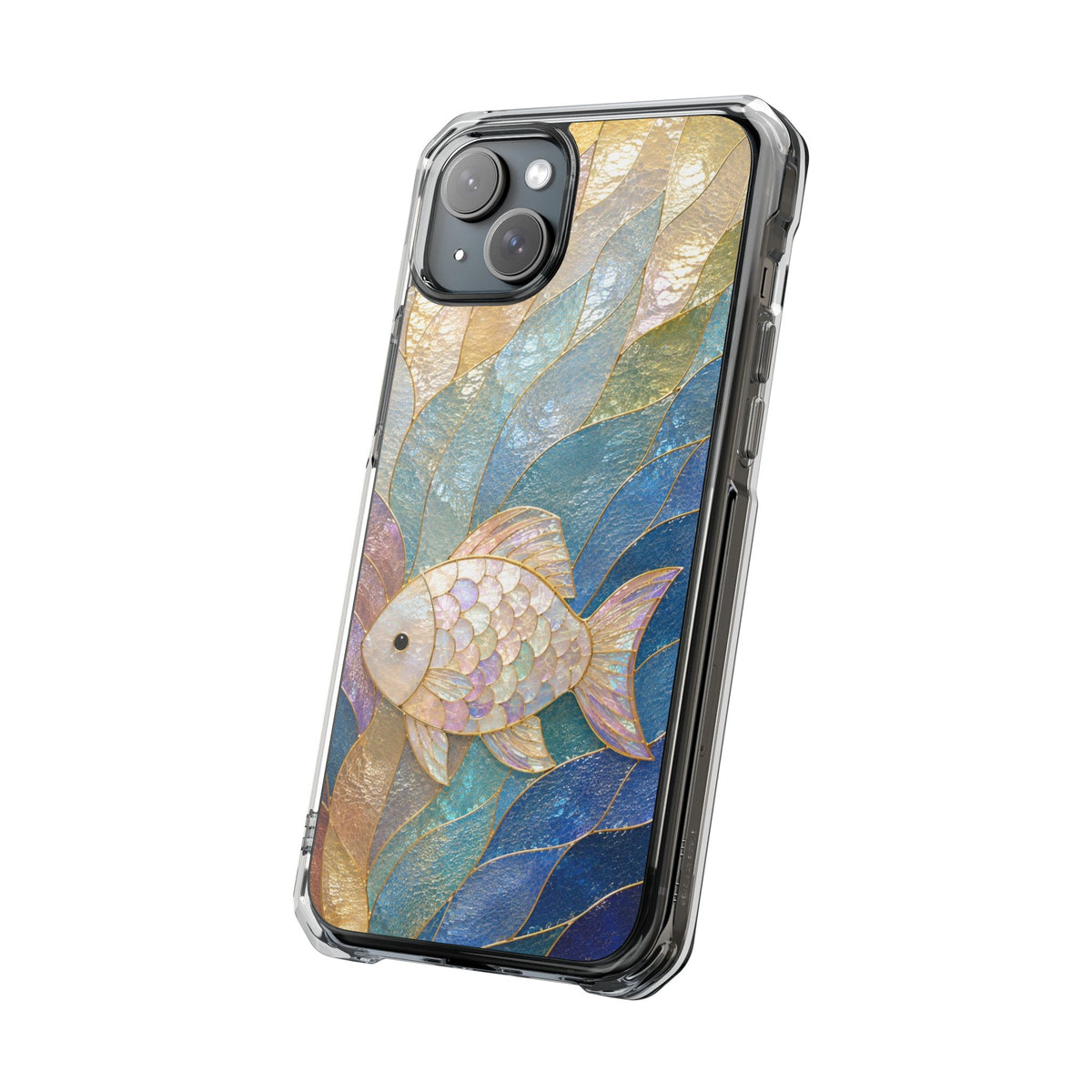 Trust and Know Clear Magnetic Phone Case — Iridescent Fish Mosaic Design