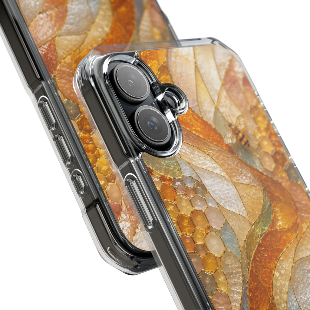 Clear Magnetic Phone Case — Autumn Mosaic Swirl Design