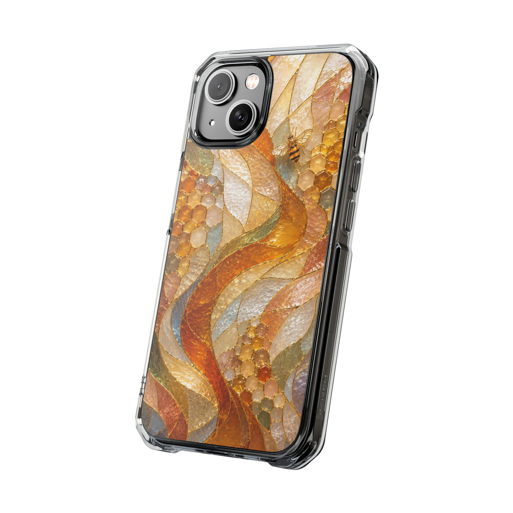 Clear Magnetic Phone Case — Autumn Mosaic Swirl Design