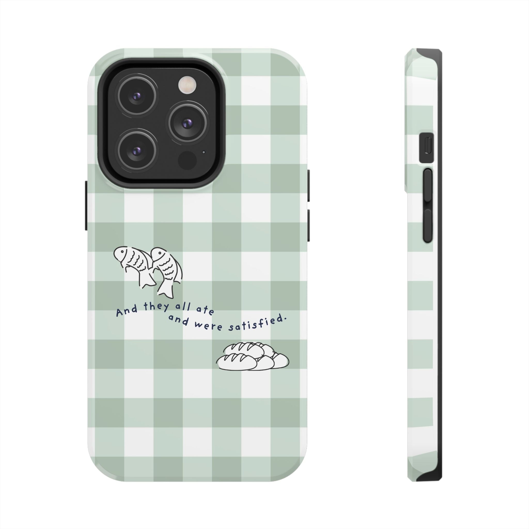 FISH AND LOAVES Gingham Phone Case (Green)