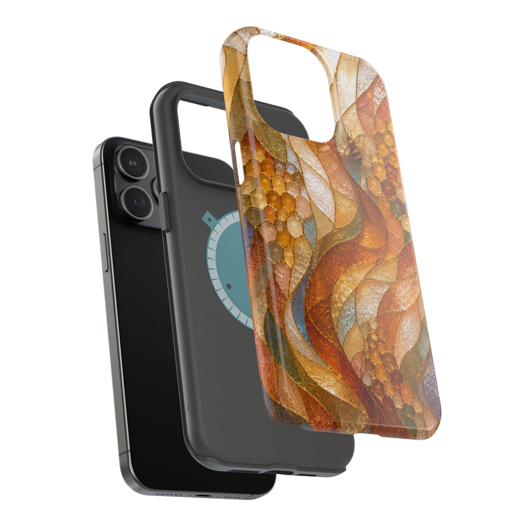 Abstract Amber Mosaic Phone Case — Magnetic Impact-Resistant iPhone Cover