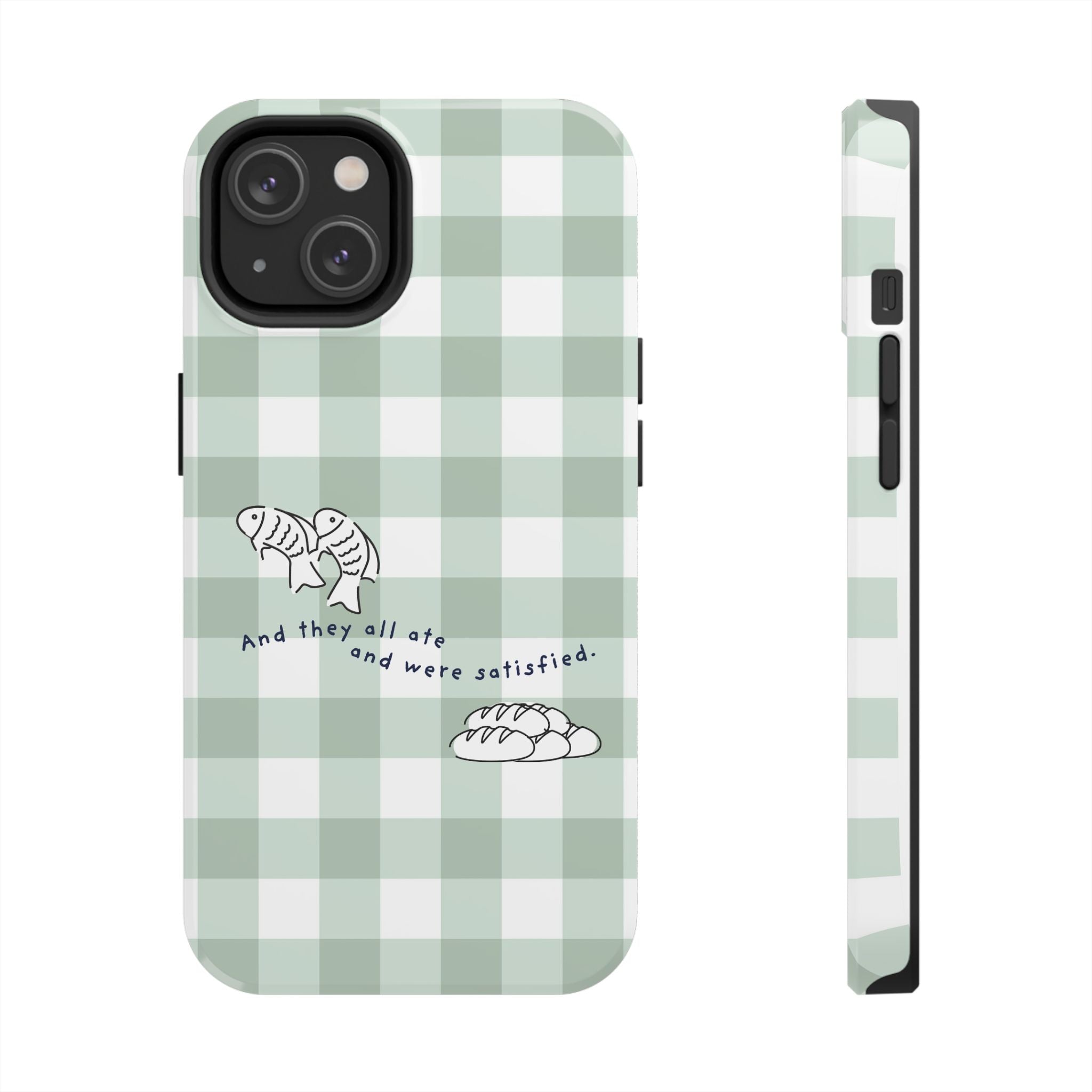 FISH AND LOAVES Gingham Phone Case (Green)