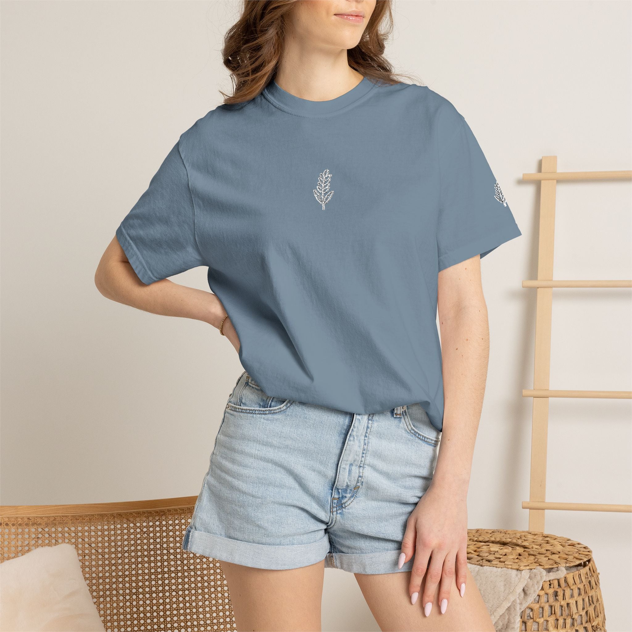 Christian Wheat Embroidered T-Shirt | Fall Comfort Colors Tee | Daily Bread Faith Shirt | Minimal Christian Fall Shirt