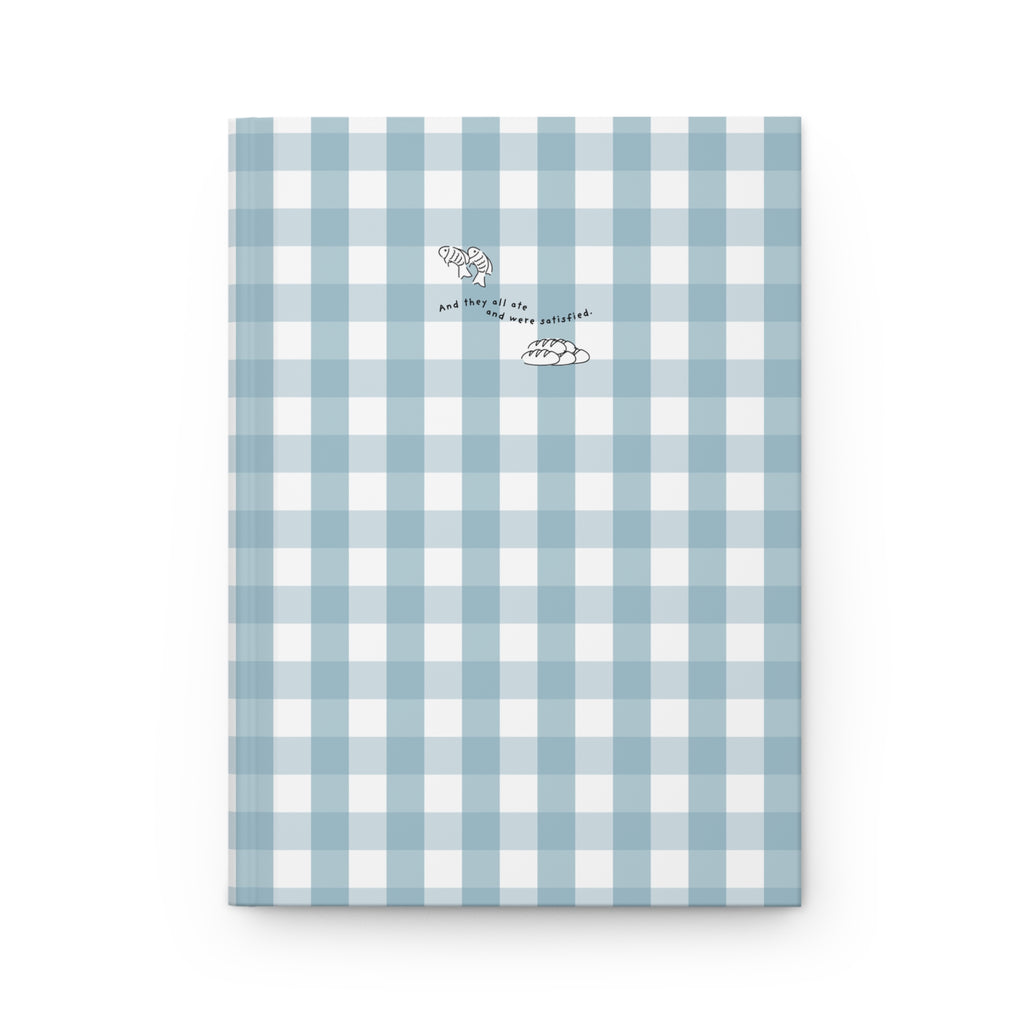 Blue Gingham Christian Journal | Matthew 14:20 Hardcover Notebook | Bible Study Journal | Faith Gift for Women | Prayer Journal | Christian Stationery
