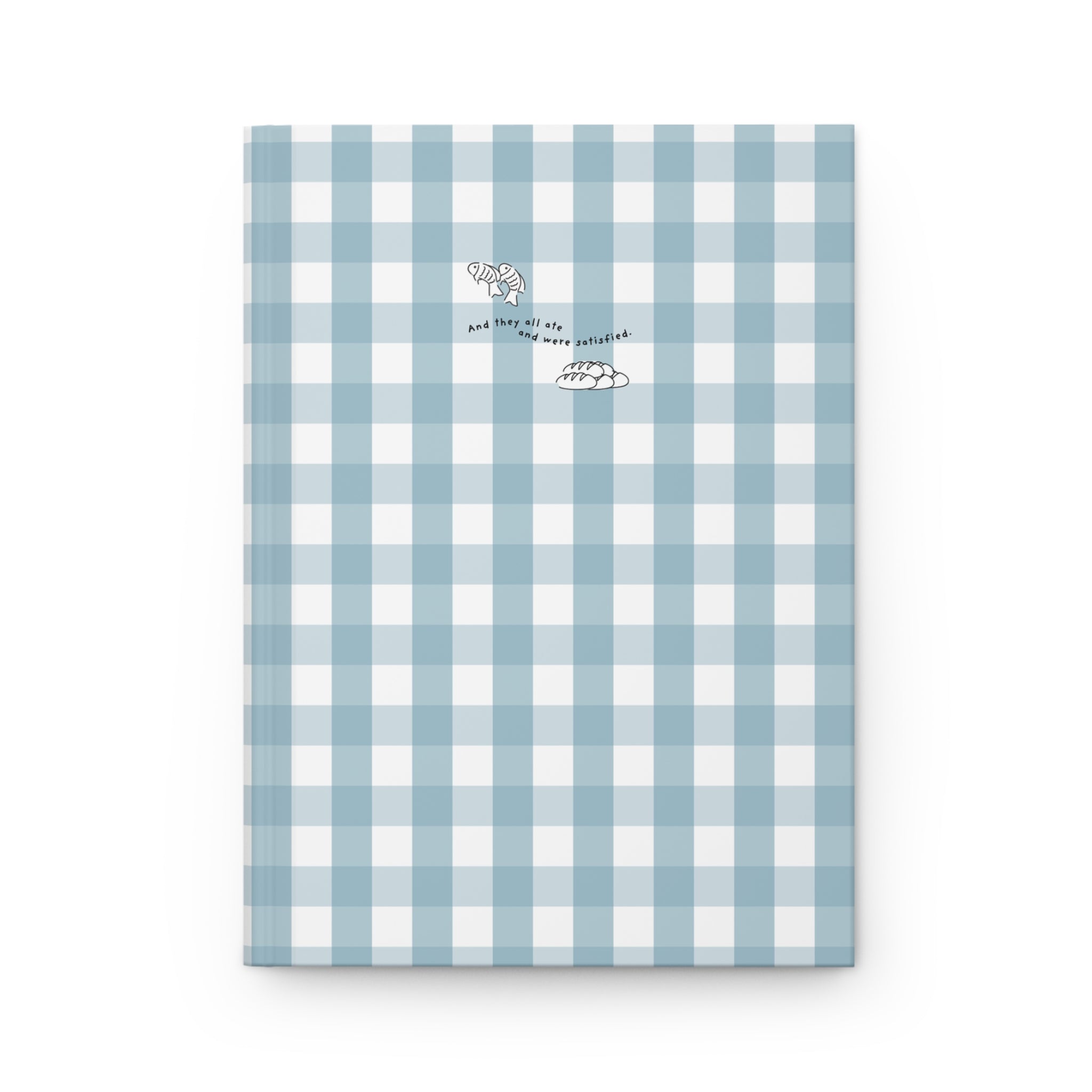 Blue Gingham Christian Journal | Matthew 14:20 Hardcover Notebook | Bible Study Journal | Faith Gift for Women | Prayer Journal | Christian Stationery