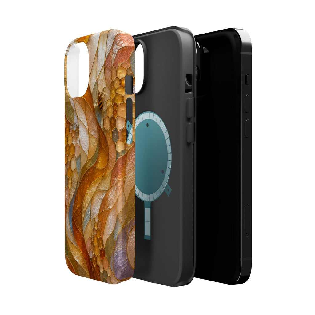 Abstract Amber Mosaic Phone Case — Magnetic Impact-Resistant iPhone Cover