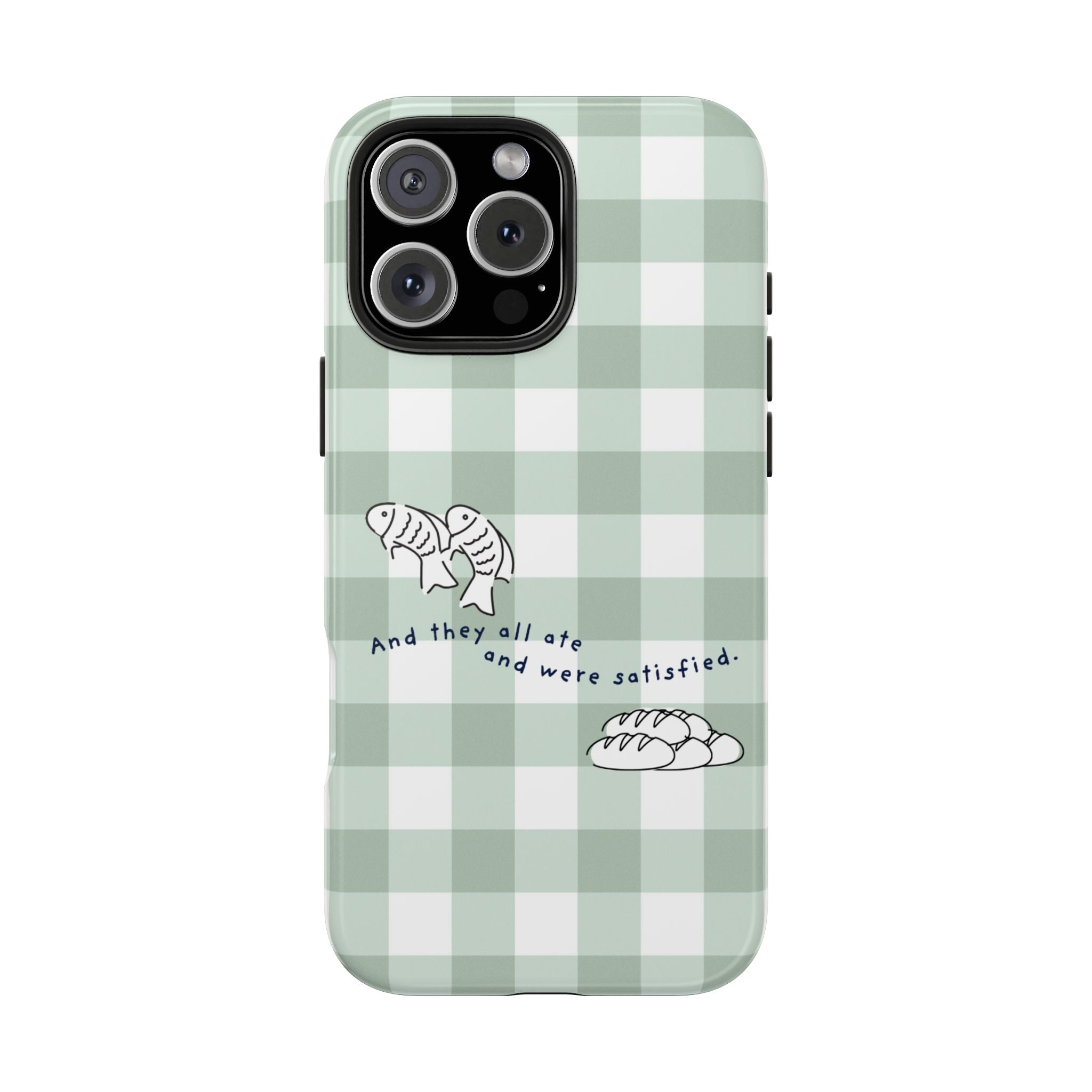 FISH AND LOAVES Gingham Phone Case (Green)