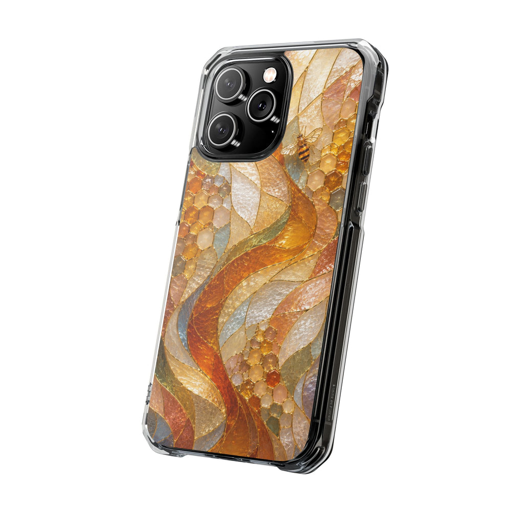 Clear Magnetic Phone Case — Autumn Mosaic Swirl Design