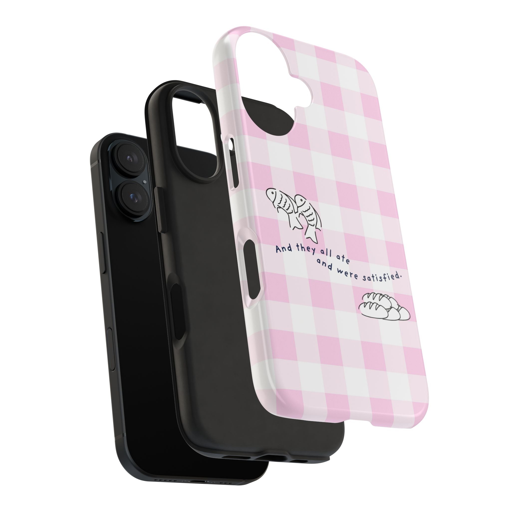 FISH AND LOAVES Gingham Phone Case (Pink)