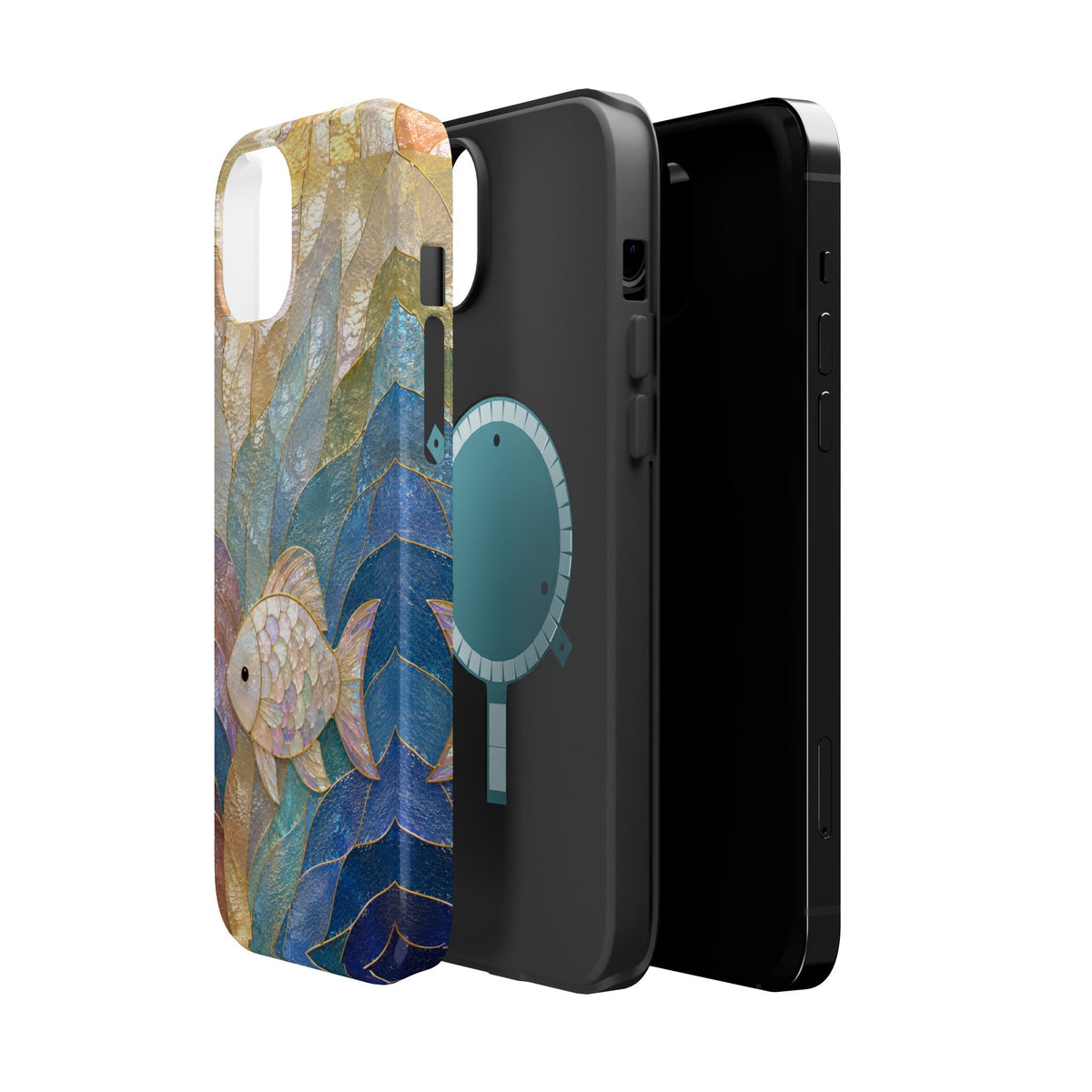 Fish Mosaic Magnetic Phone Case — Impact-Resistant Ocean Art