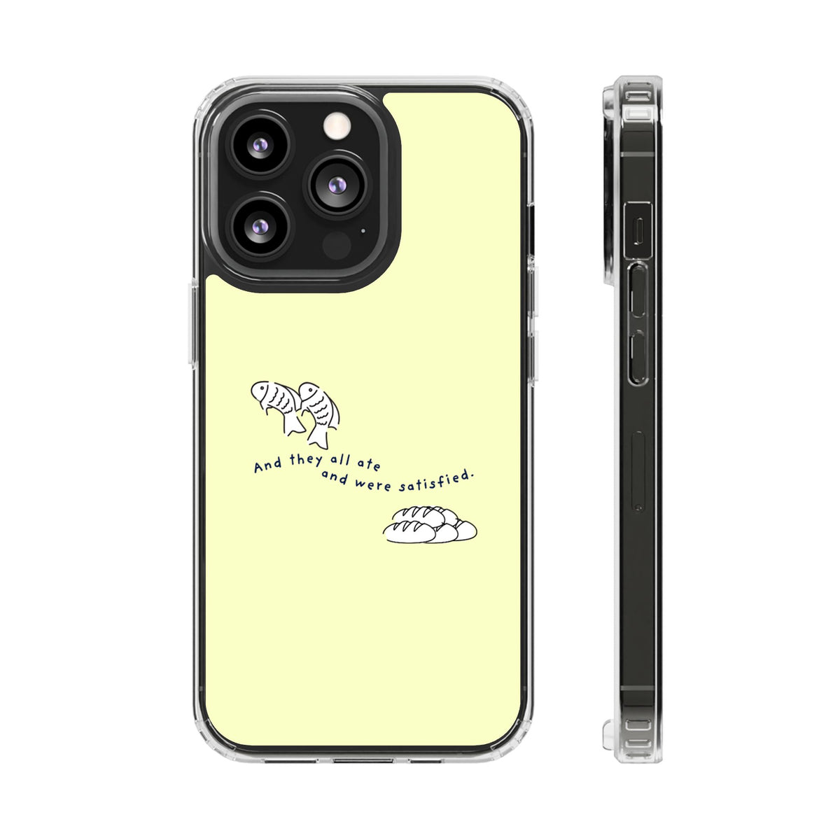 Clear Magnetic Phone Case Fish and Loaves iPhone Case, Butter Yellow Coastal Faith Cover