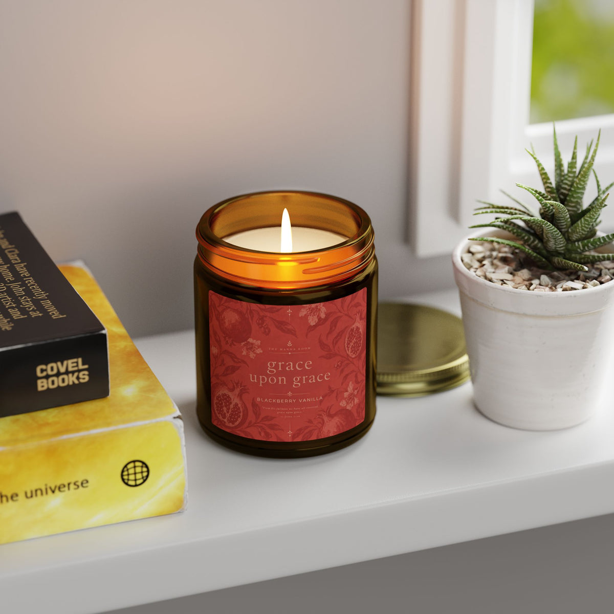 Coconut Apricot Scented Candle — 9oz Amber Jar (Grace Upon Grace)