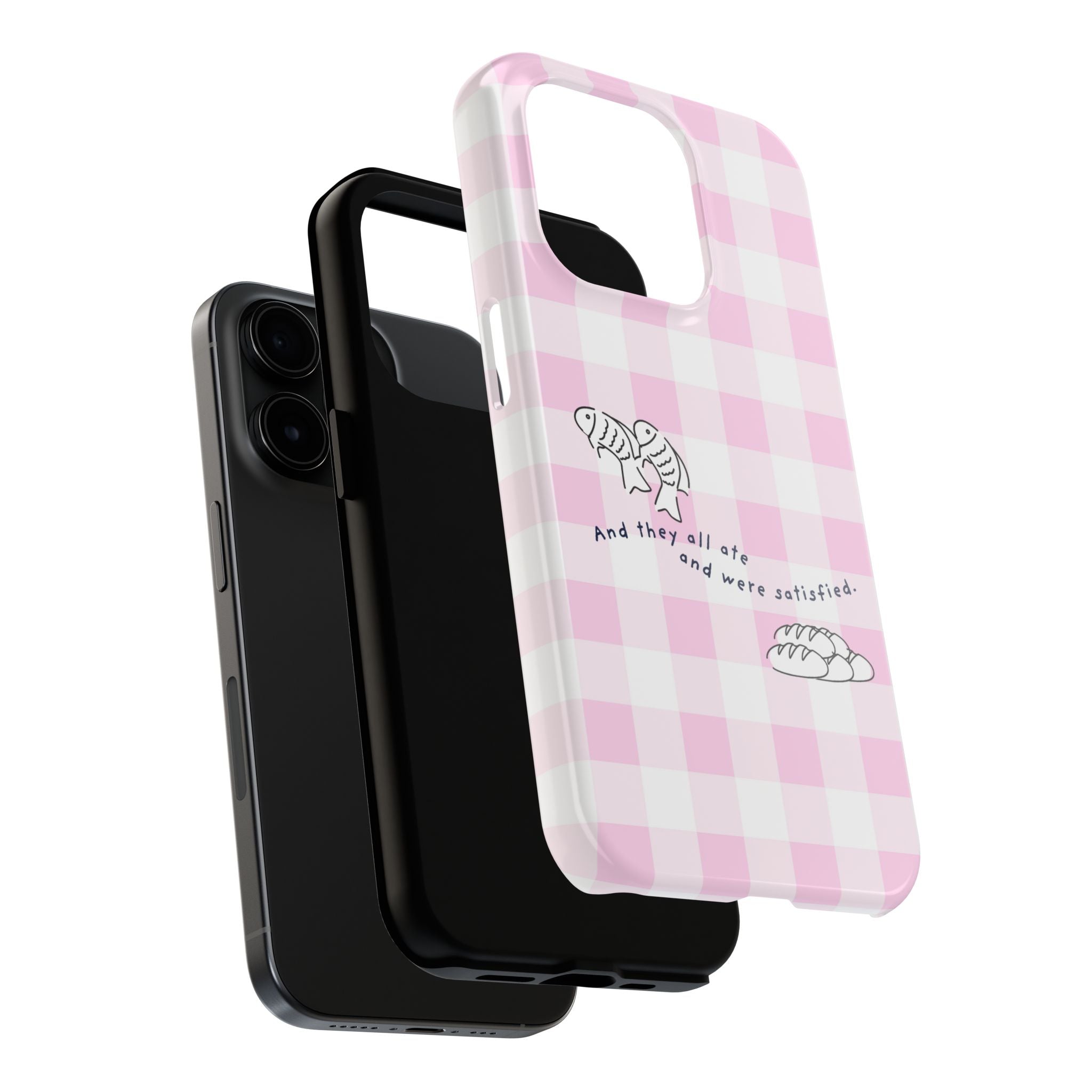 FISH AND LOAVES Gingham Phone Case (Pink)