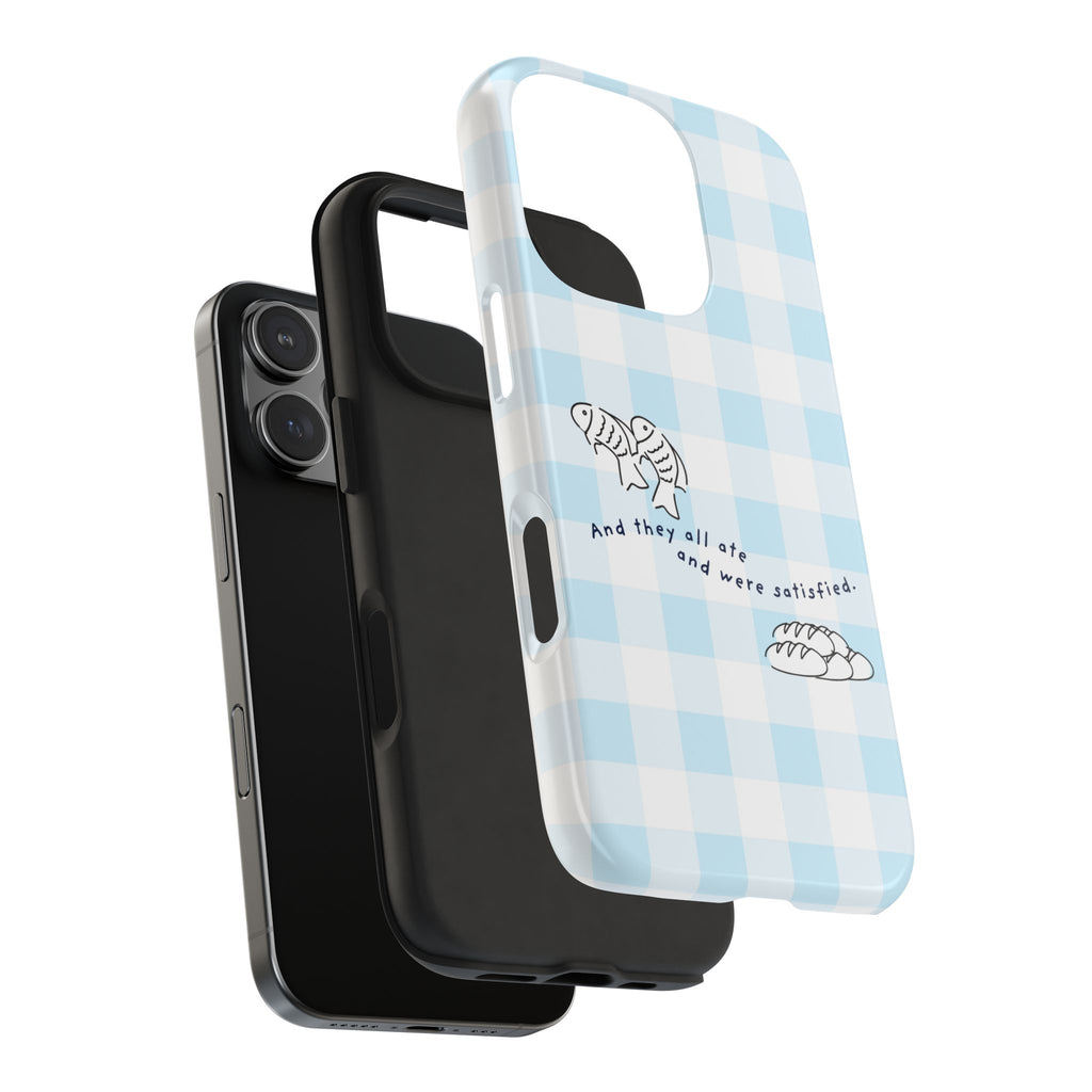 FISH AND LOAVES Gingham Phone Case (Blue)
