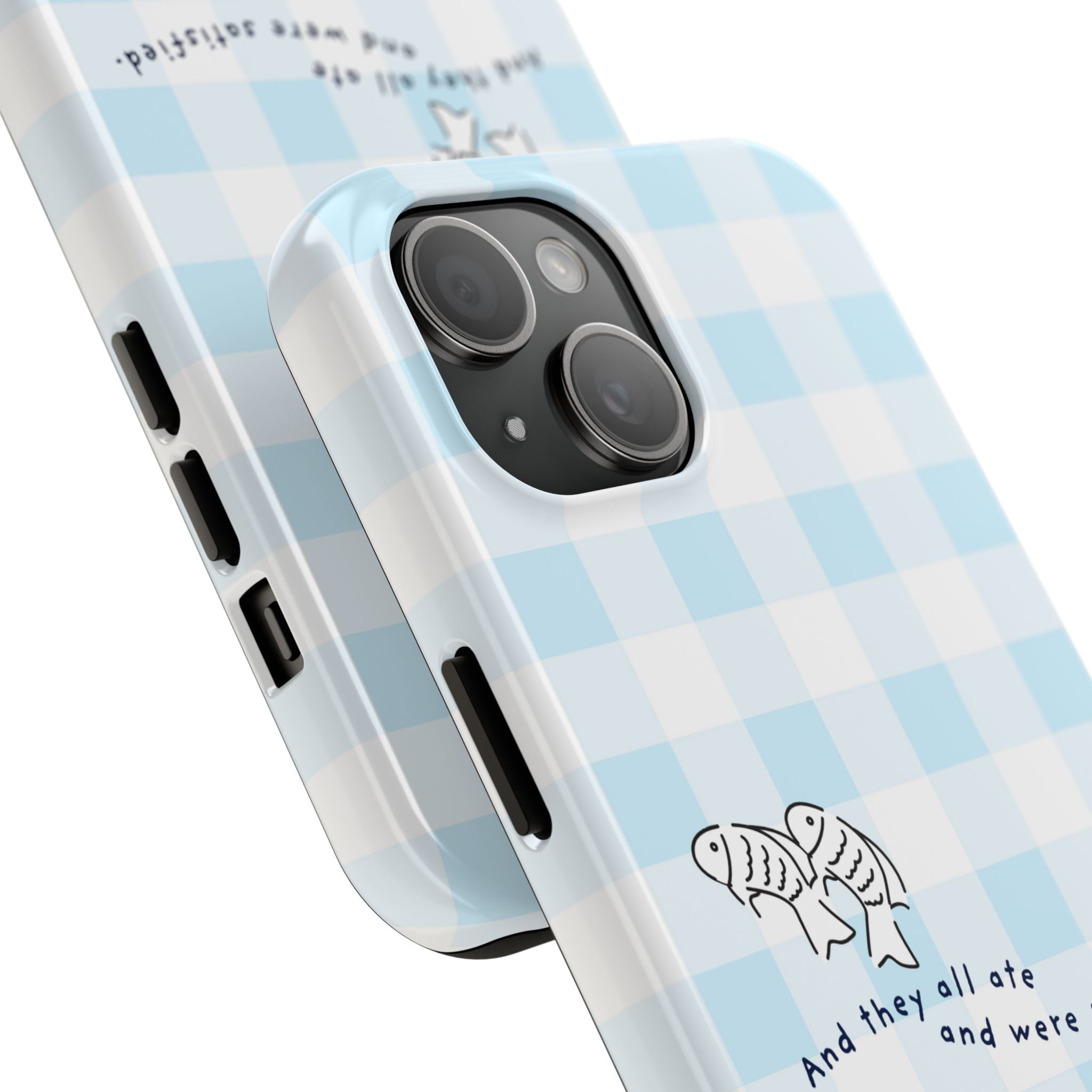 FISH AND LOAVES Gingham Phone Case (Blue)