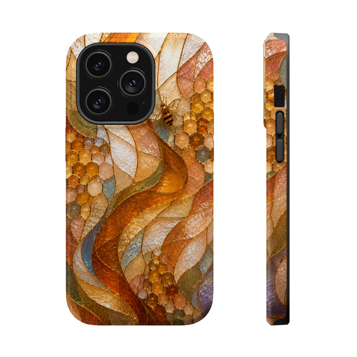 Abstract Amber Mosaic Phone Case — Magnetic Impact-Resistant iPhone Cover
