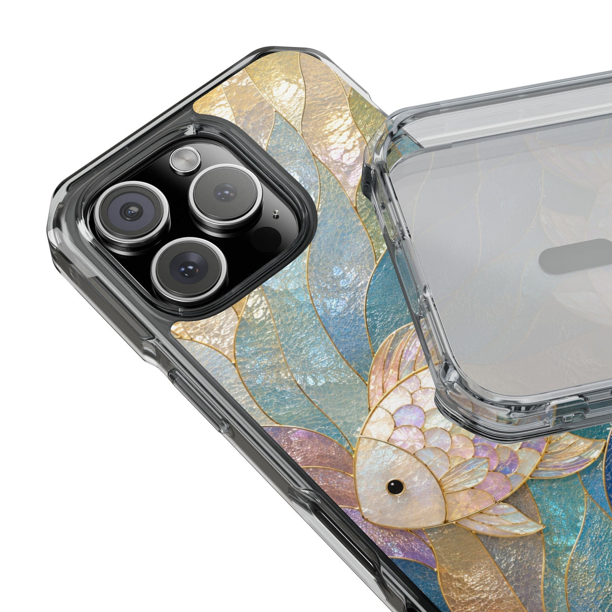 Trust and Know Clear Magnetic Phone Case — Iridescent Fish Mosaic Design