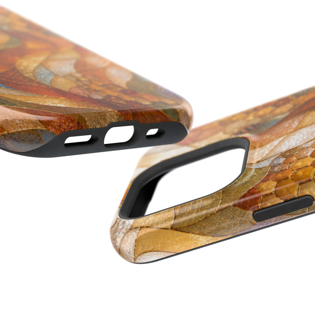 Abstract Amber Mosaic Phone Case — Magnetic Impact-Resistant iPhone Cover