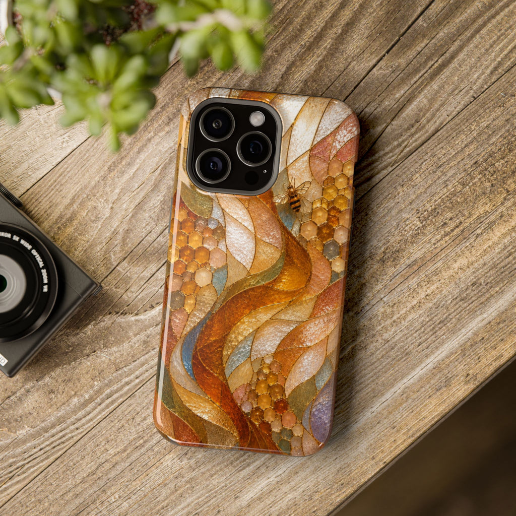 Abstract Amber Mosaic Phone Case — Magnetic Impact-Resistant iPhone Cover