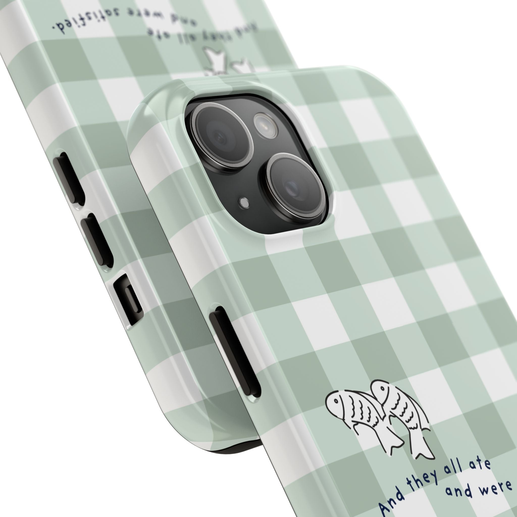 FISH AND LOAVES Gingham Phone Case (Green)