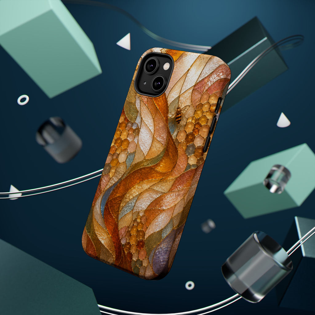 Abstract Amber Mosaic Phone Case — Magnetic Impact-Resistant iPhone Cover
