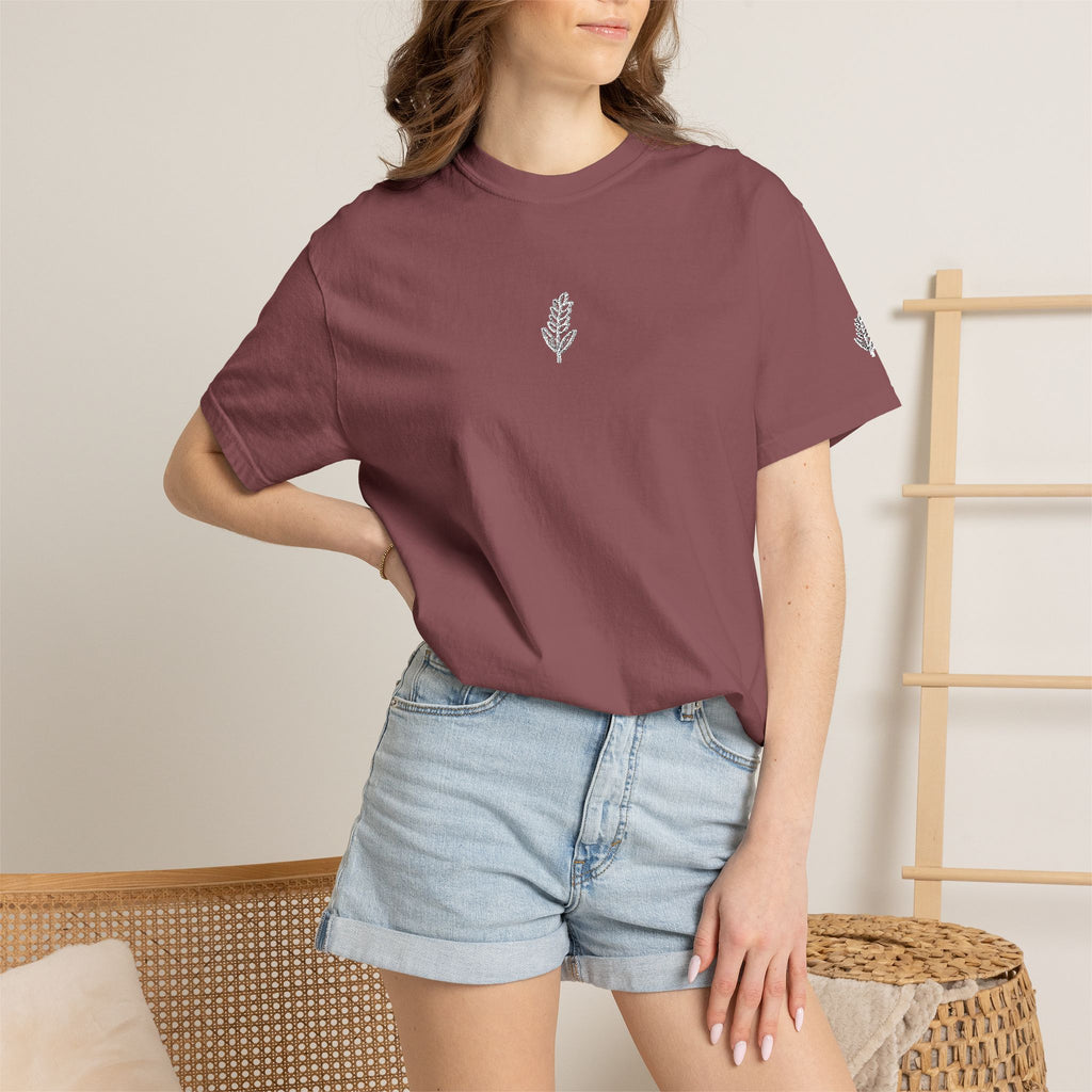Christian Wheat Embroidered T-Shirt | Fall Comfort Colors Tee | Daily Bread Faith Shirt | Minimal Christian Fall Shirt