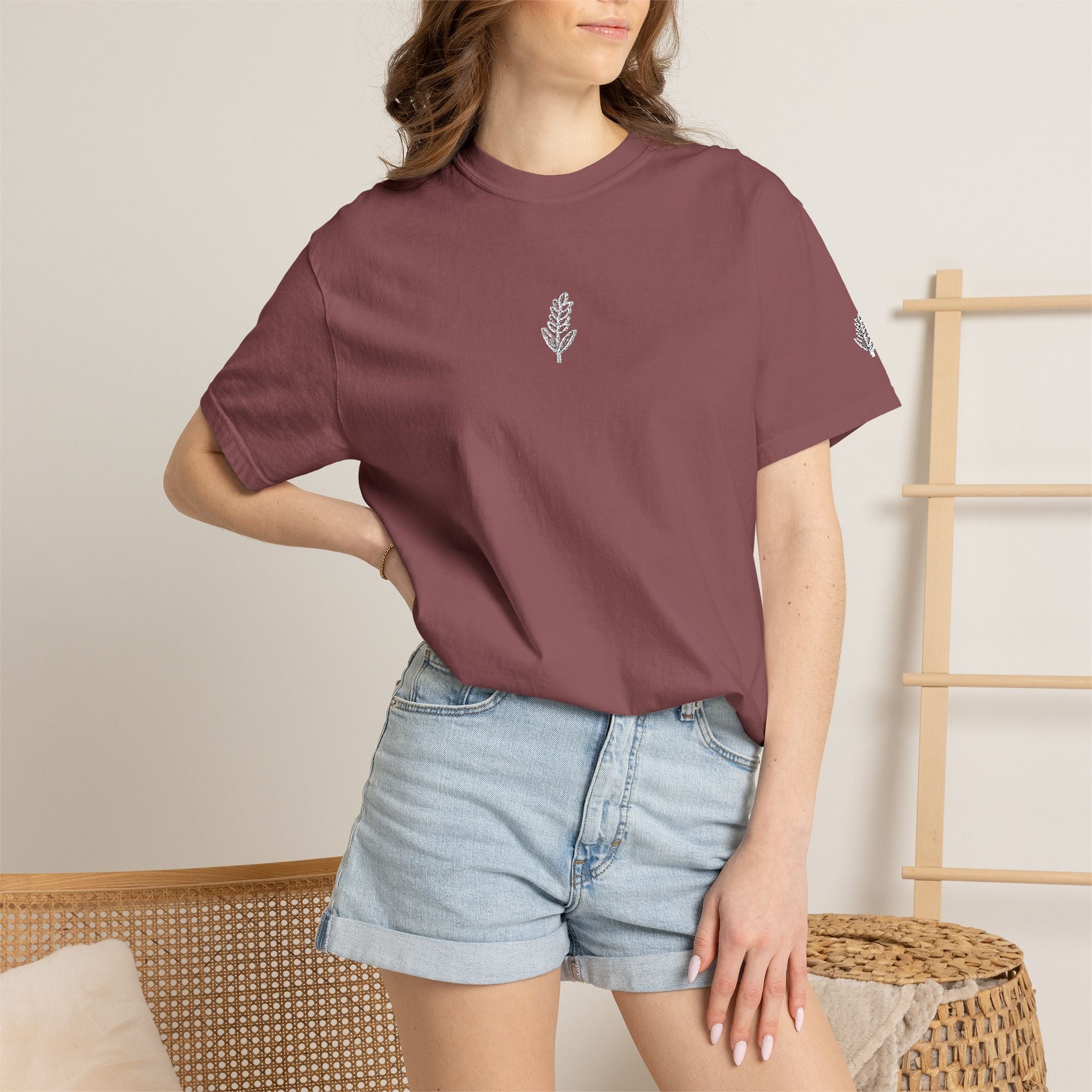 Christian Wheat Embroidered T-Shirt | Fall Comfort Colors Tee | Daily Bread Faith Shirt | Minimal Christian Fall Shirt