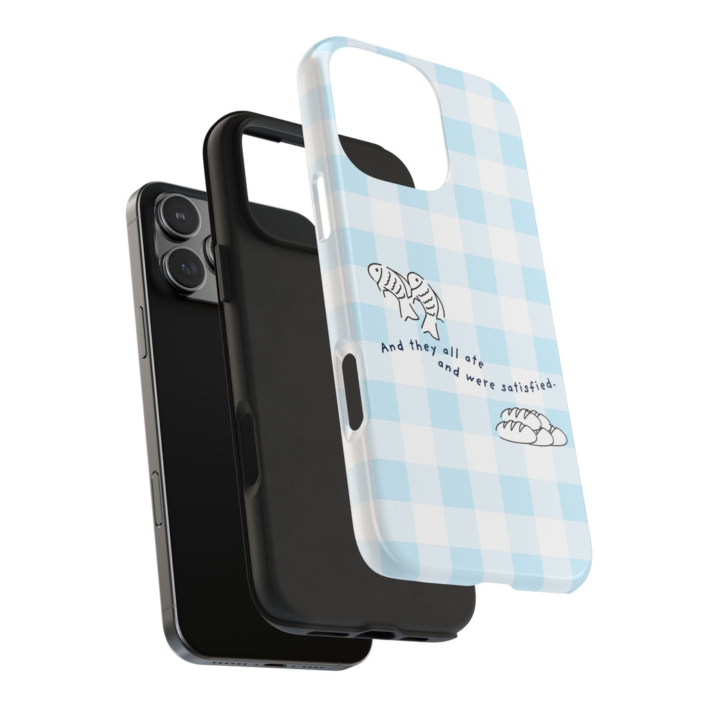 FISH AND LOAVES Gingham Phone Case (Blue)