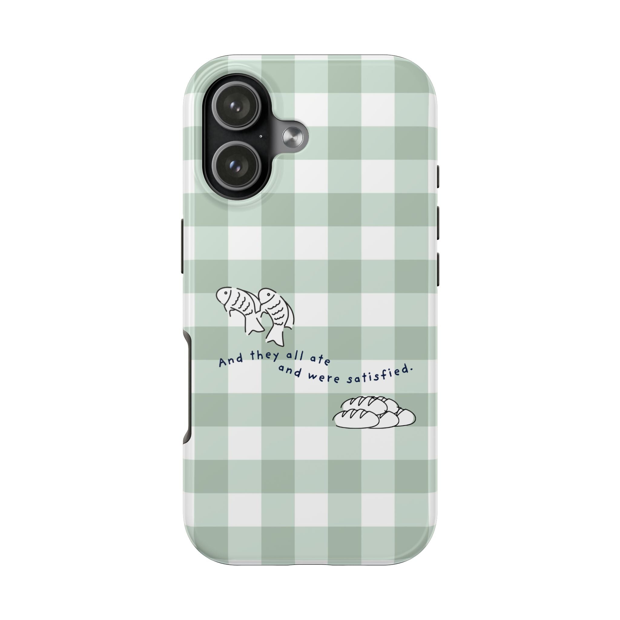 FISH AND LOAVES Gingham Phone Case (Green)