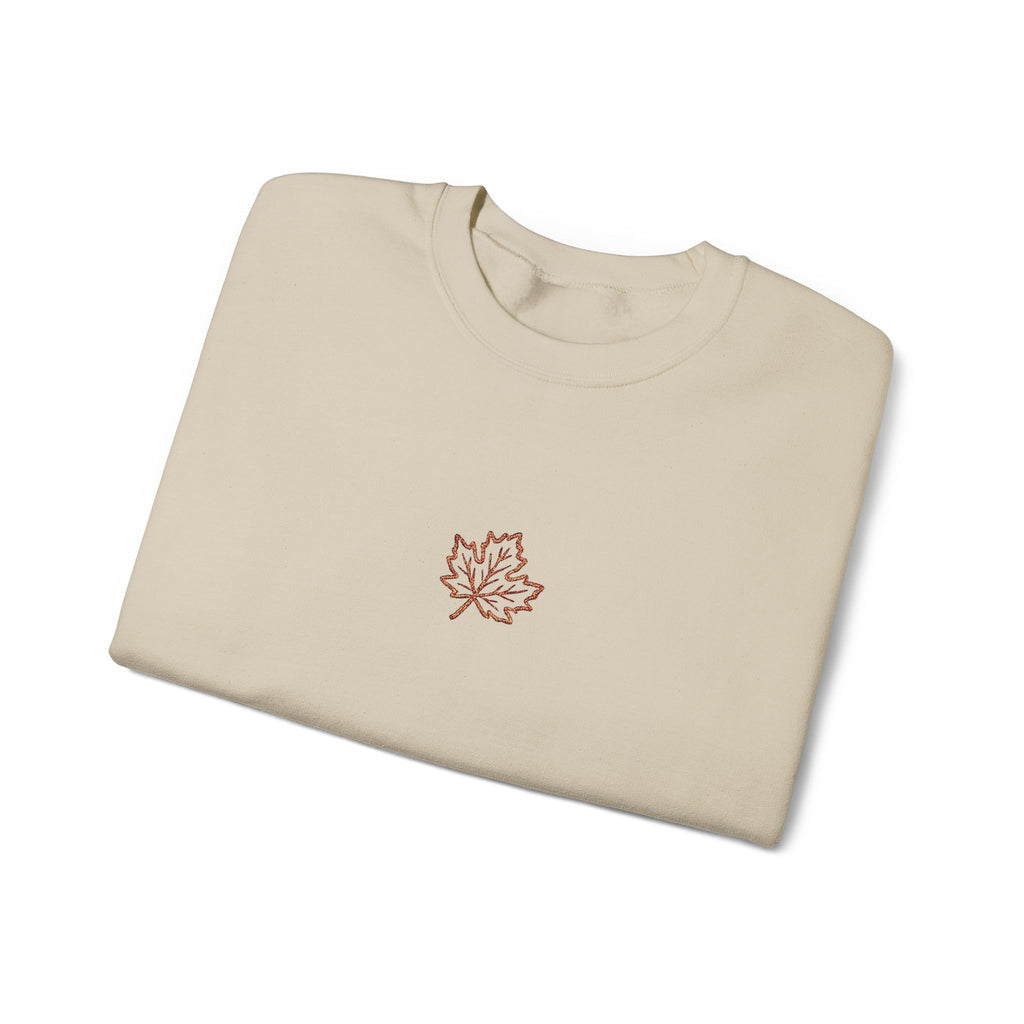 Embroidered Maple Leaf Crewneck Sweatshirt | Christian Fall Pullover | Minimal Autumn Sweatshirt | Cozy Faith Inspired Sweater