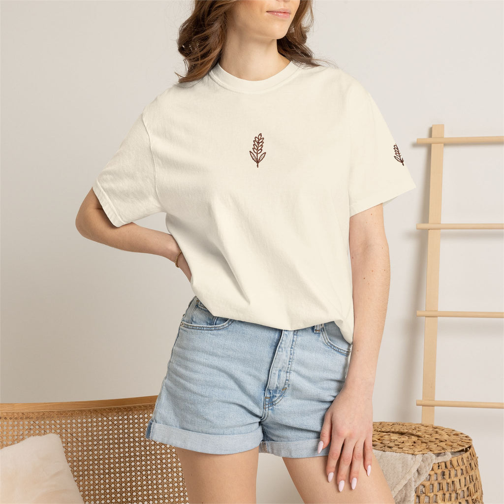 Christian Wheat Embroidered T-Shirt | Fall Comfort Colors Tee | Daily Bread Faith Shirt | Minimal Christian Fall Shirt