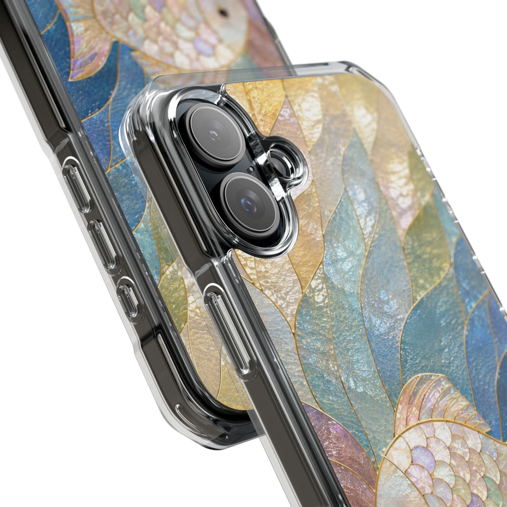 Trust and Know Clear Magnetic Phone Case — Iridescent Fish Mosaic Design