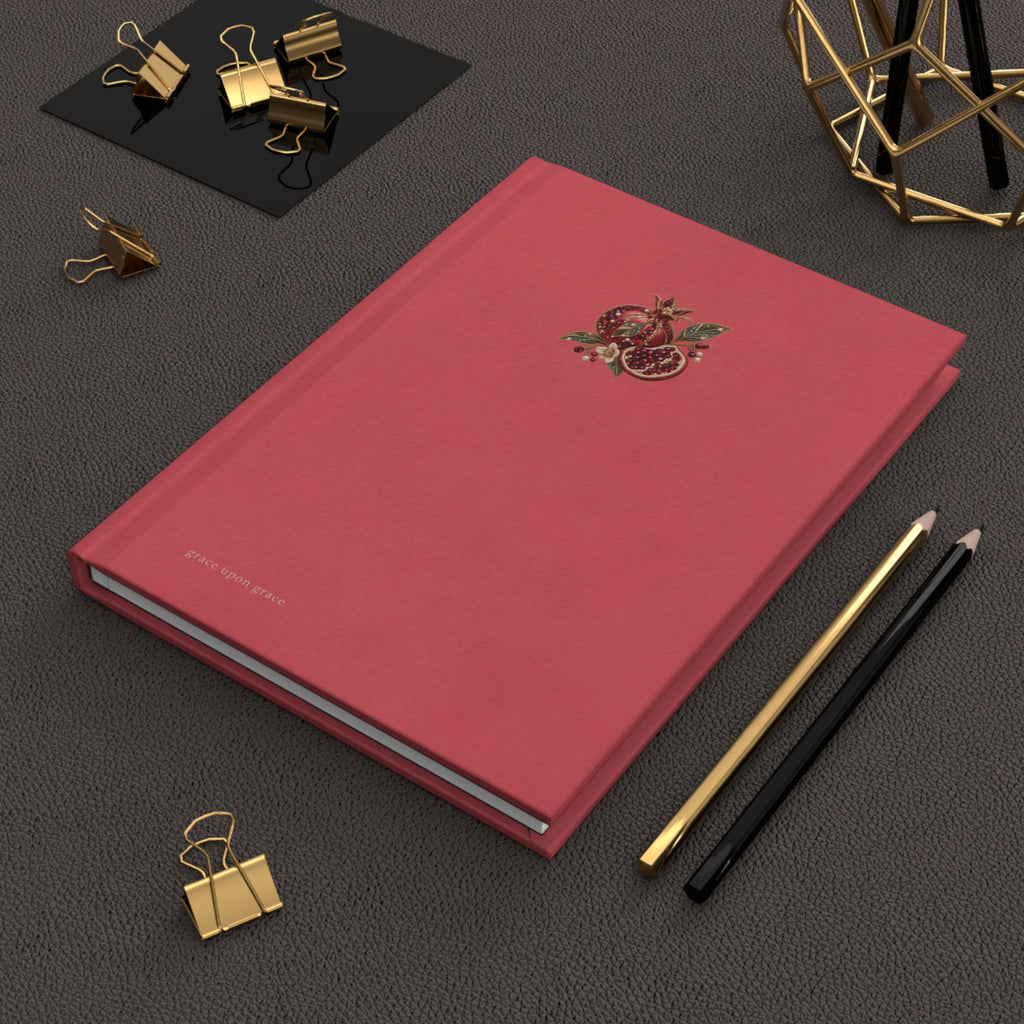 Matte Persimmon Pomegranate Hardcover Journal — Red Notebook for Gratitude & Daily Notes