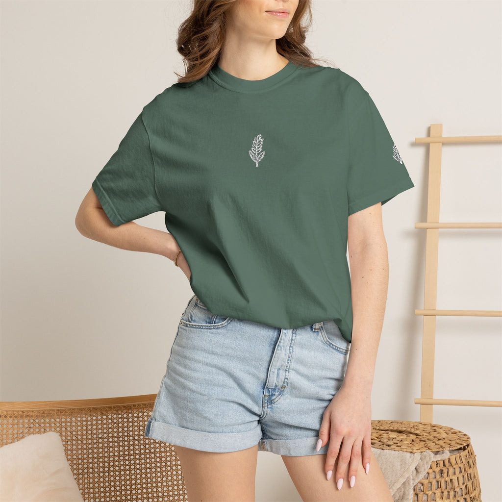 Christian Wheat Embroidered T-Shirt | Fall Comfort Colors Tee | Daily Bread Faith Shirt | Minimal Christian Fall Shirt