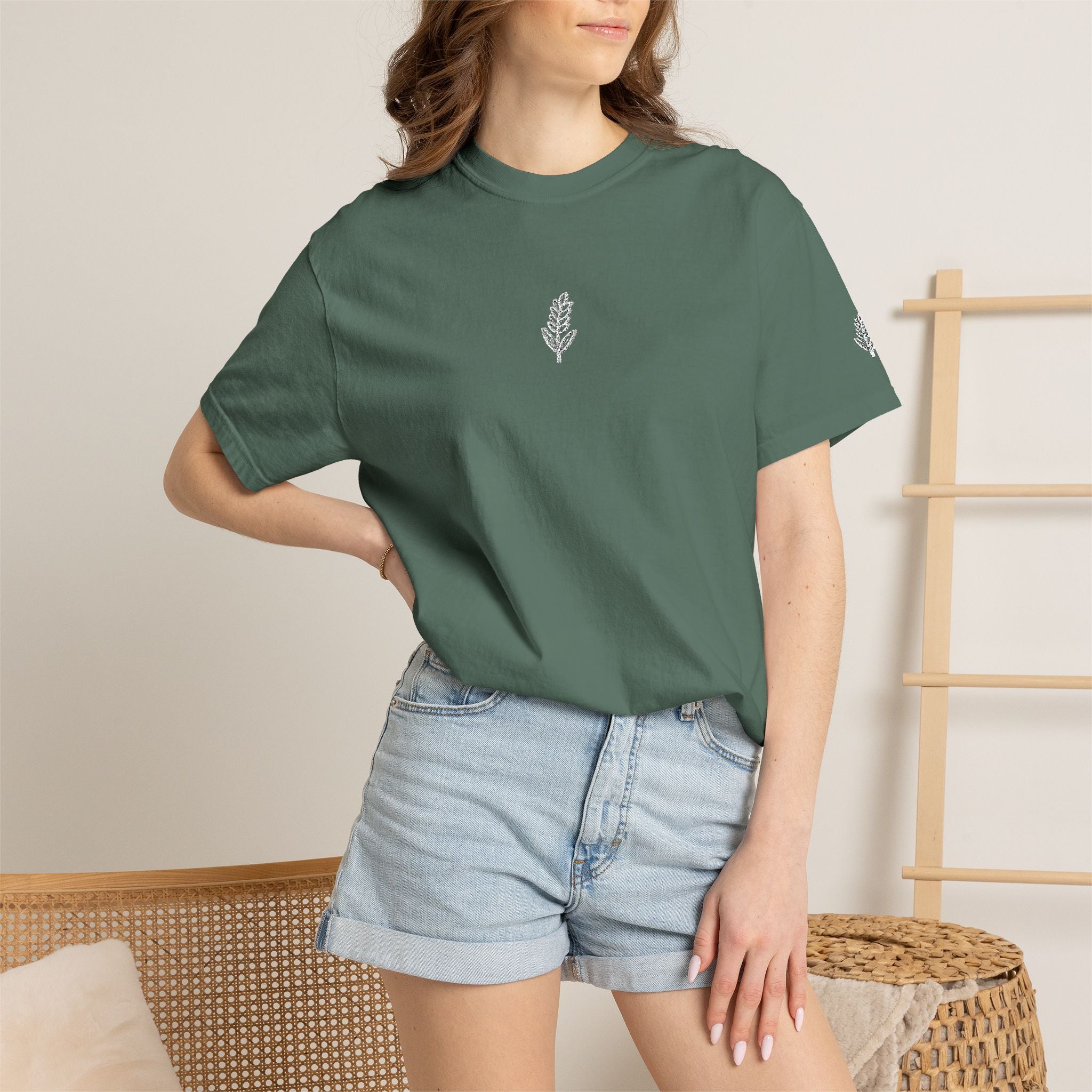 Christian Wheat Embroidered T-Shirt | Fall Comfort Colors Tee | Daily Bread Faith Shirt | Minimal Christian Fall Shirt