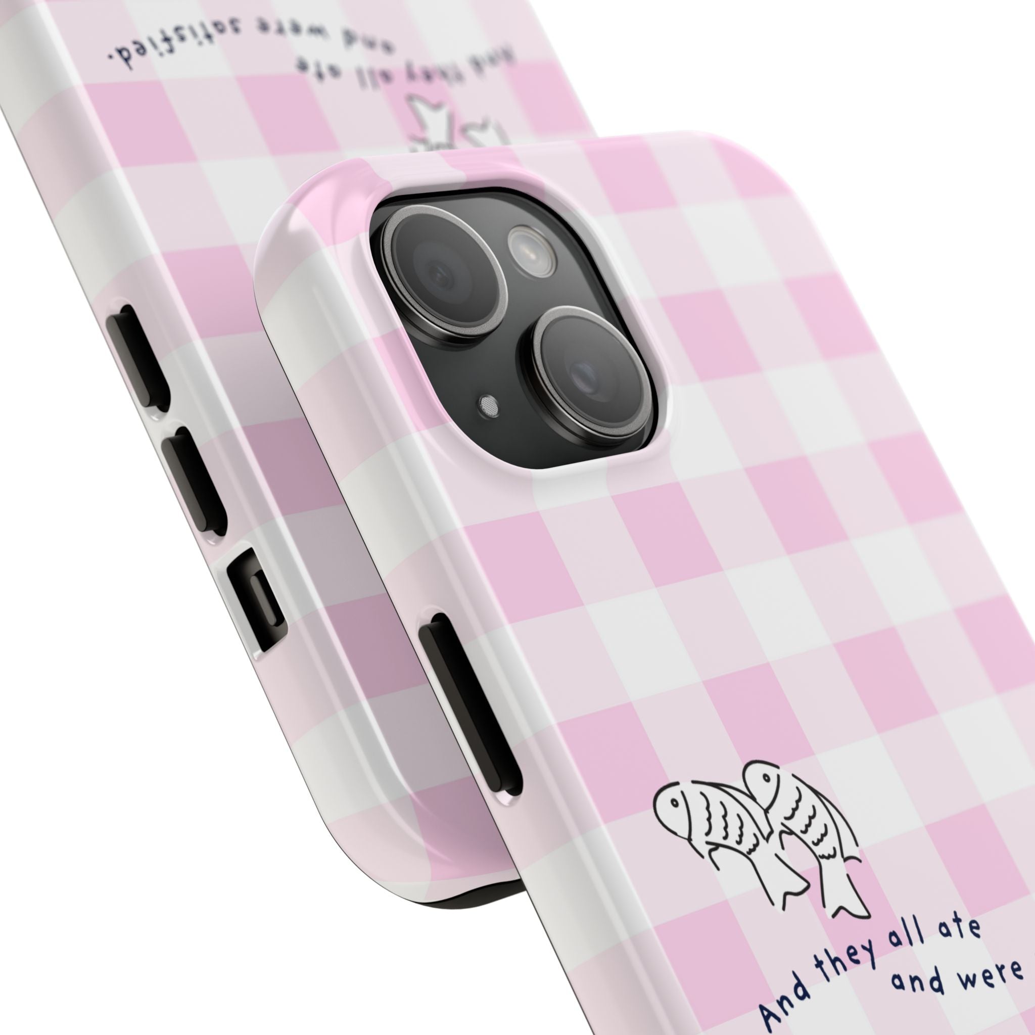 FISH AND LOAVES Gingham Phone Case (Pink)