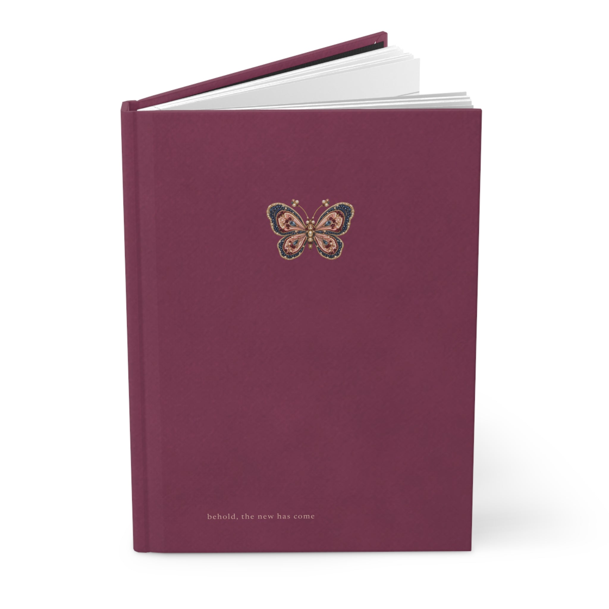 Matte Plum Butterfly Hardcover Journal — Notebook for Writing & Reflection