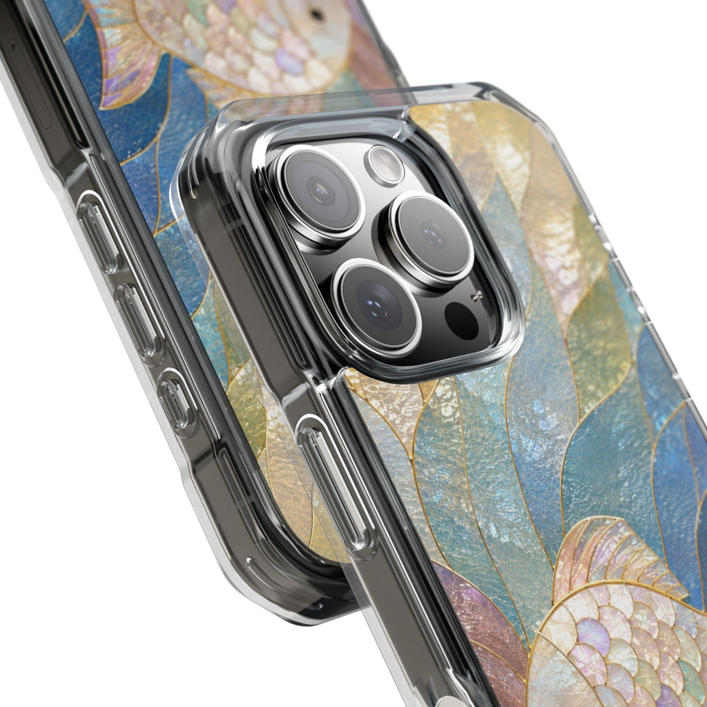 Trust and Know Clear Magnetic Phone Case — Iridescent Fish Mosaic Design