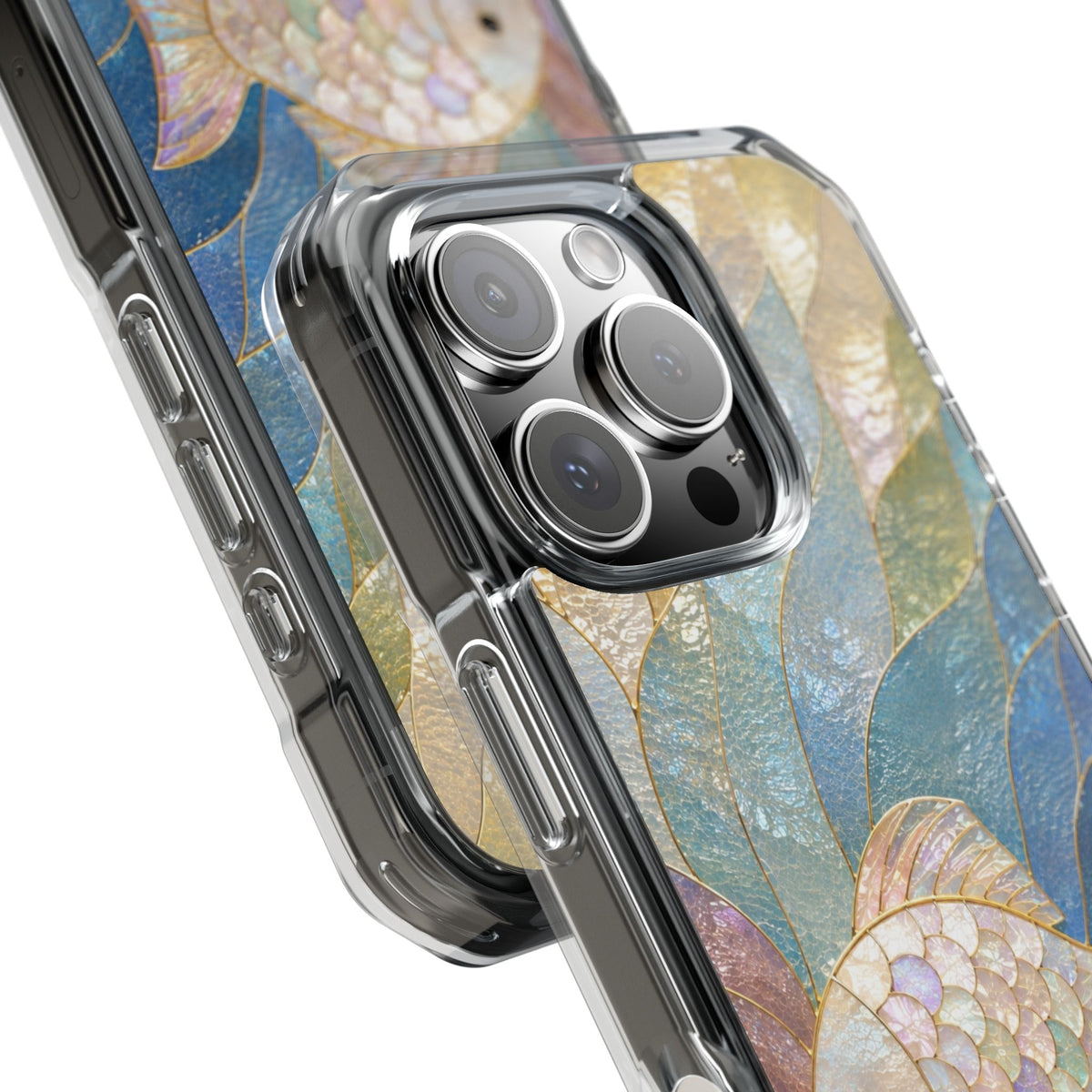 Trust and Know Clear Magnetic Phone Case — Iridescent Fish Mosaic Design