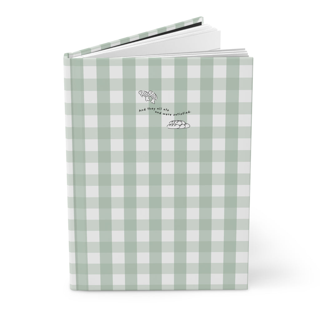 Green Gingham Christian Journal | Matthew 14:20 Hardcover Notebook | Bible Study Journal | Faith Gift for Women | Prayer Journal | Christian Stationery
