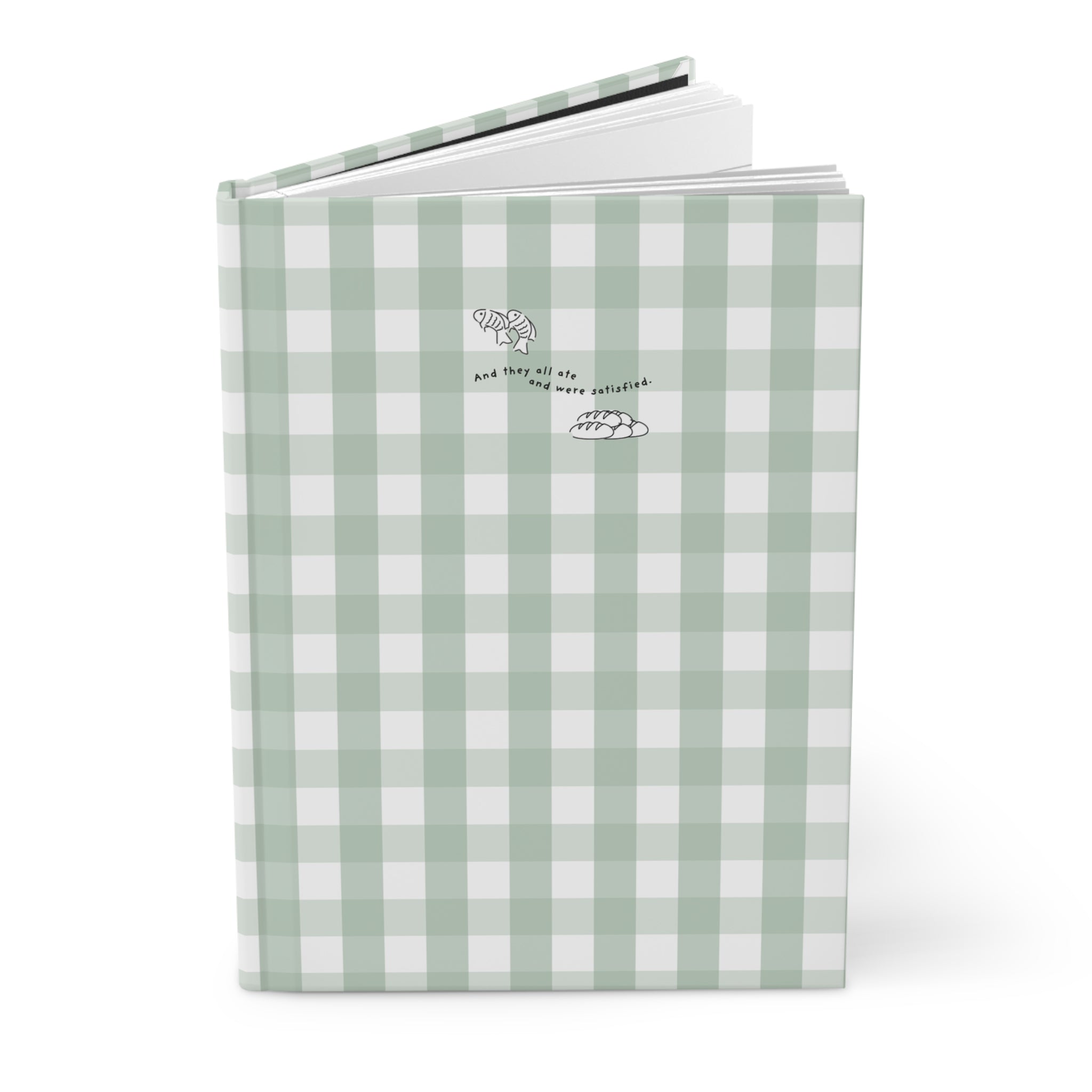 Green Gingham Christian Journal | Matthew 14:20 Hardcover Notebook | Bible Study Journal | Faith Gift for Women | Prayer Journal | Christian Stationery
