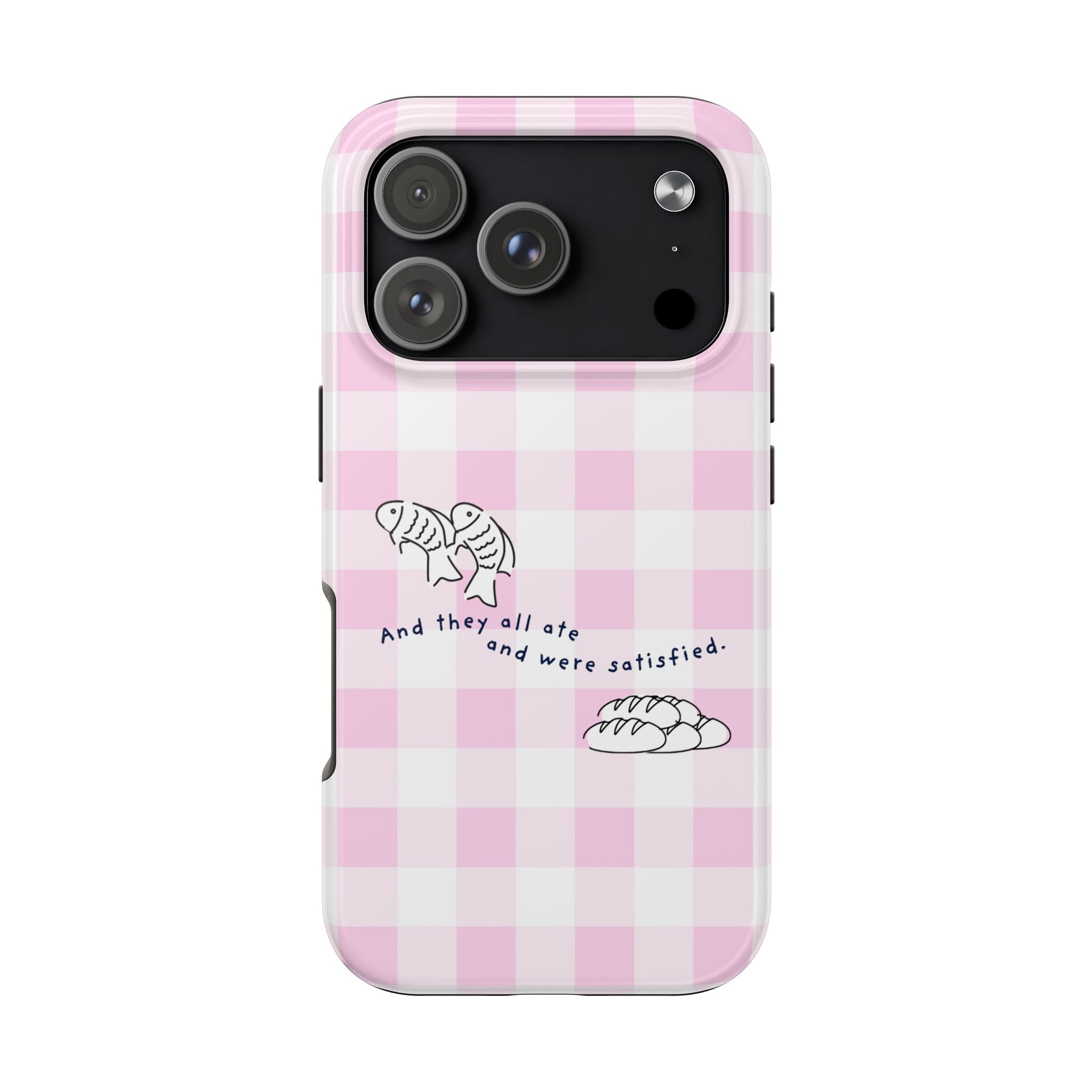 FISH AND LOAVES Gingham Phone Case (Pink)